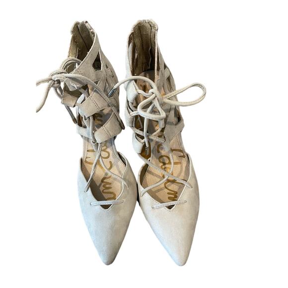 Sam Edelman Zavier Gladiator Pumps Size 9.5M Suede Pointy Toe Lace Up Cage Heels - Picture 4 of 6